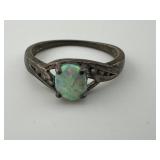 Vintage Sterling Silver Opal Ring Size 8