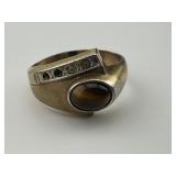 Vintage 10K GF Gold Tiger Eye Ring Size 11