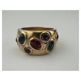 Vintage 18K HGE Gold Ring with Multi Color