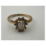 Vintage 18K HGE Gold Opal, White Stone