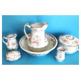 VICTORIAN EMBOSSED 9-PIECE CHAMBER SET