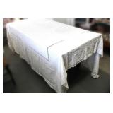 VINTAGE EMBROIDERED WHITE TABLECLOTH