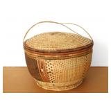 AFRICAN RAFFIA STORAGE BASKET with LID