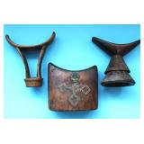 THREE AFRICAN WOOD HEADRESTS