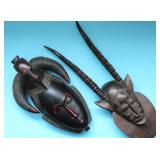 TWO HAND-CARVED AFRICAN TRIBAL MASKS
