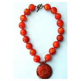 VINTAGE CARNELIAN NECKLACE w/PENDANT
