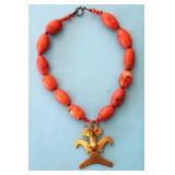 NECKLACE w/PRE-COLUMBIAN GOLD EAGLE PENDANT