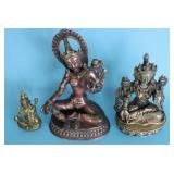 THREE TIBETAN GILT FIGURES
