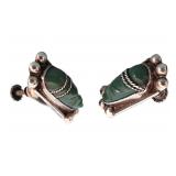 STERLING SILVER & GREEN ONYX EARRINGS