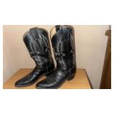 Tony Lama Cowboy Boots, Black, 9.5D, Made in
