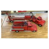 2 Vintage Metal Fire Trucks