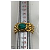 1980s Gold Tone/Green Glass Ring