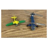 Hubley Cast Model Plane and Hellecopter