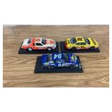 3 Handmade NASCAR Replicas in Plastic Cases