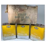 3 Agway Utility Motor Oil Cans in Box