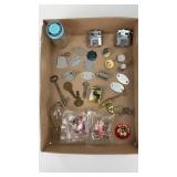 Box of Vintage Lighters,Keys,Dog Tags,Toys,Etc-