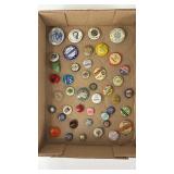 Box of Vintage Pin Backs