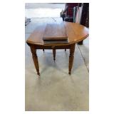 Oak Table W Drop Leaves, 3 Leaves, On Casters