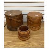 3 Vintage Wood Firkin Sugar Buckets