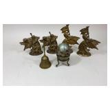 Early Brass Candle Holders-Bell and Decorative Egg