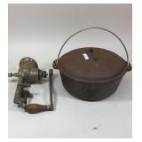 Cast Iron Pot with Lid and Early Grinder