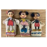 Vintage Mickey,Minnie, And Pinocchio Hand Puppets