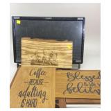 Planar TV Screen (No Cord) and Wooden Wall Art