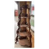 Early Etagere Wood Carved Corner Shelf