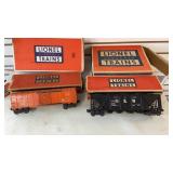 3 Lionel Train Cars & Operating Signal Bridge