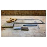Meat Saw, Sharpening Stone,2 Filet Knives