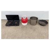 Propane Camp Stove w/ Water Jug & Pots
