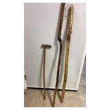 2 Homemade Walking Sticks and 1 Cane