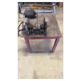 Grinder With Electric Motor On A Wooden Stand