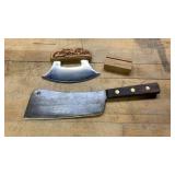 ULU Knife W/Stand,Butcherï¿½s Knife