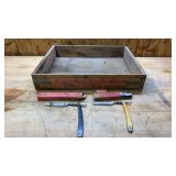 Vintage Wood Crate W/2 Barber Knives