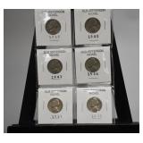 6 Old Jefferson Nickels