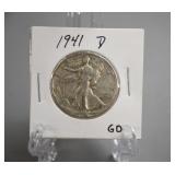 1941 D Silver  Walking Liberty