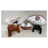 3 Buffalo Bills Footballs W/ 2 Kicking Tees