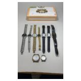 Cigar Box with Watches & Parts