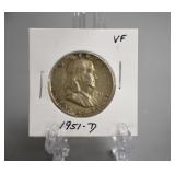 1951 D Benjamin Franklin Half Dollar