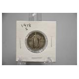 Silver 1918-S Standing Quarter