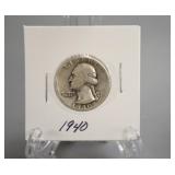 1940 Silver Washington Quarter