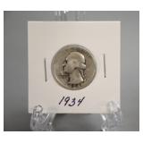 1934 Silver  Washington Quarter