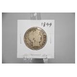 Silver 1899 Barber Half Dollar