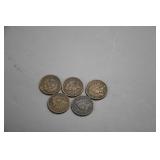 5 Indian Head Pennies