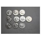 10-Kennedy Half Dollars