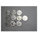 10-Kennedy Half Dollars