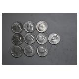 10-Kennedy Half Dollars