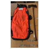 Orange Chain saw Chaps W/Double Axe