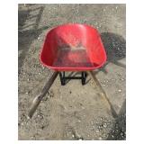 Red Metal Wheel Barrow